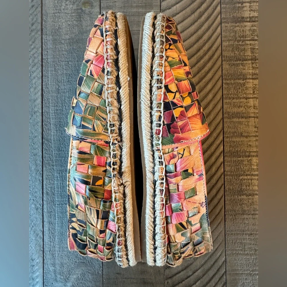 Patricia Nash Padma Multicolor Woven Italian Leather Espadrilles Women’s Size 8